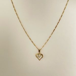 18k Gold Filled CZ Diamond Dainty Heart Necklace